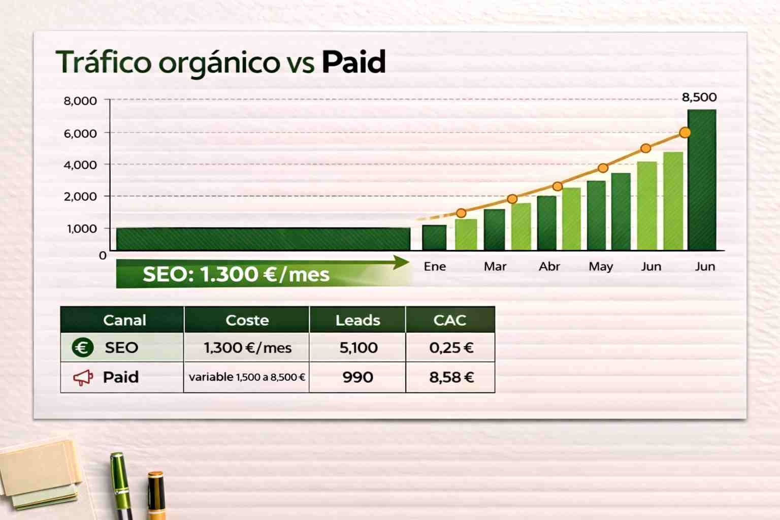 SEO y GEO trabajando juntos representados por conexiones digitales abstractas.